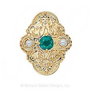 GS341 E/PL - 14 Karat Gold Slide with Emerald center and Pearl accents 